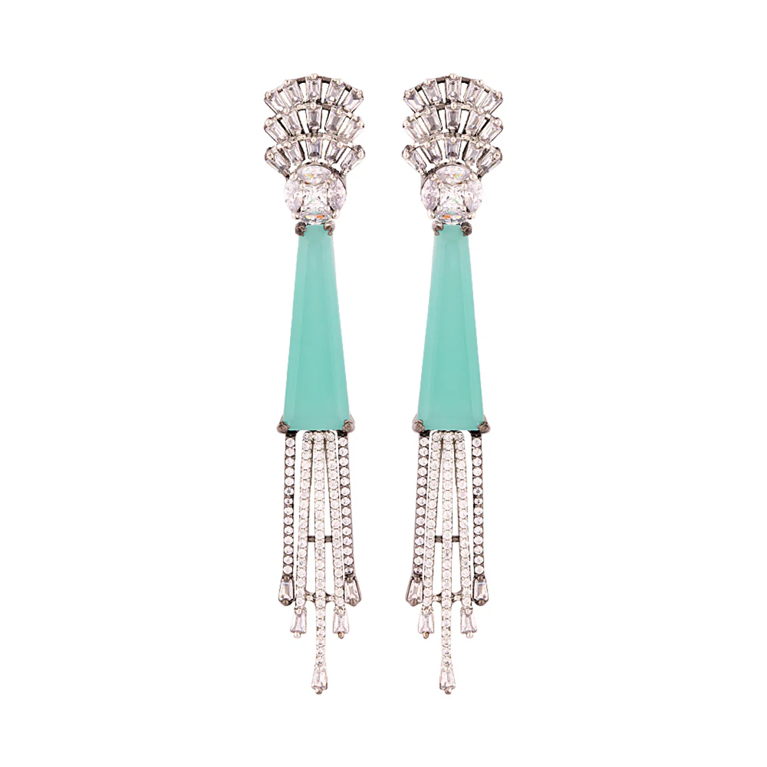 CZ Gems Embellished Statement Earrings - Image 3