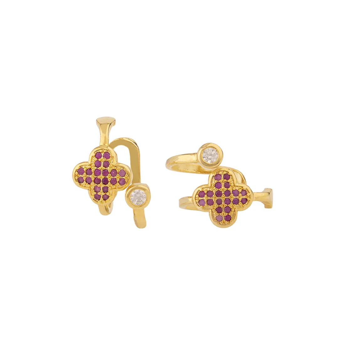 CZ Gems Floral Motif Earrings - Image 3