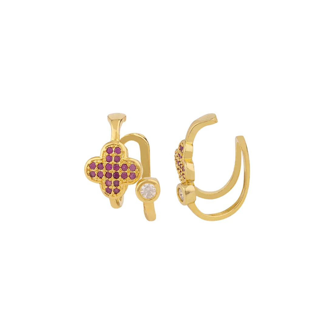 CZ Gems Floral Motif Earrings - Image 4