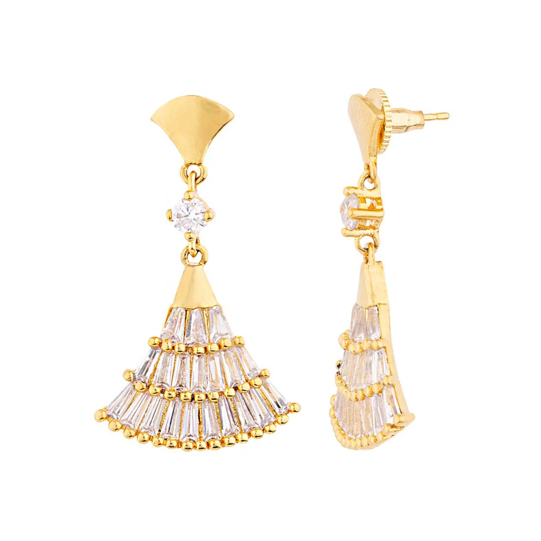 CZ Gems Studded Triangle Earrings - Image 4