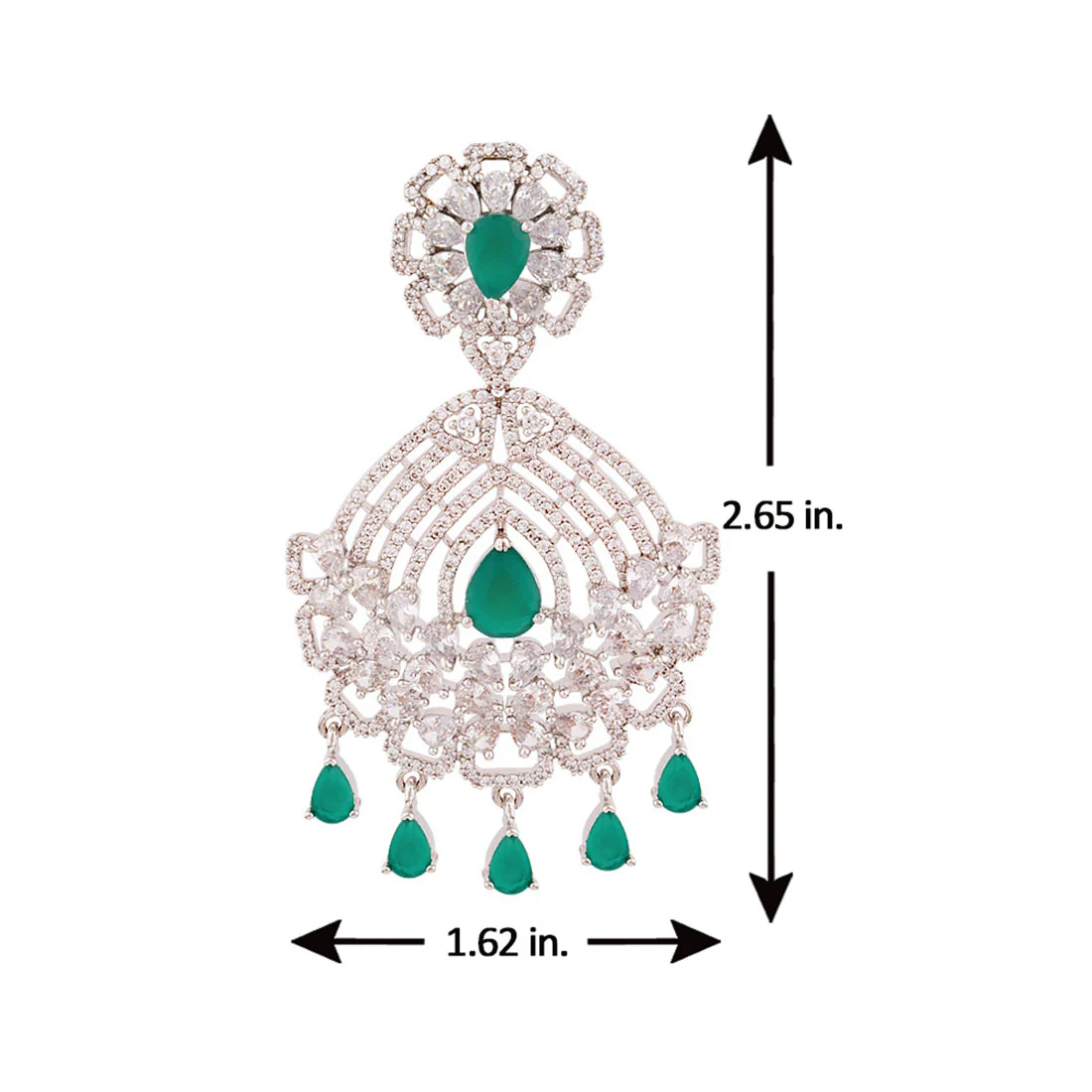CZ Gemstones Adorned Drop Earrings - Image 5