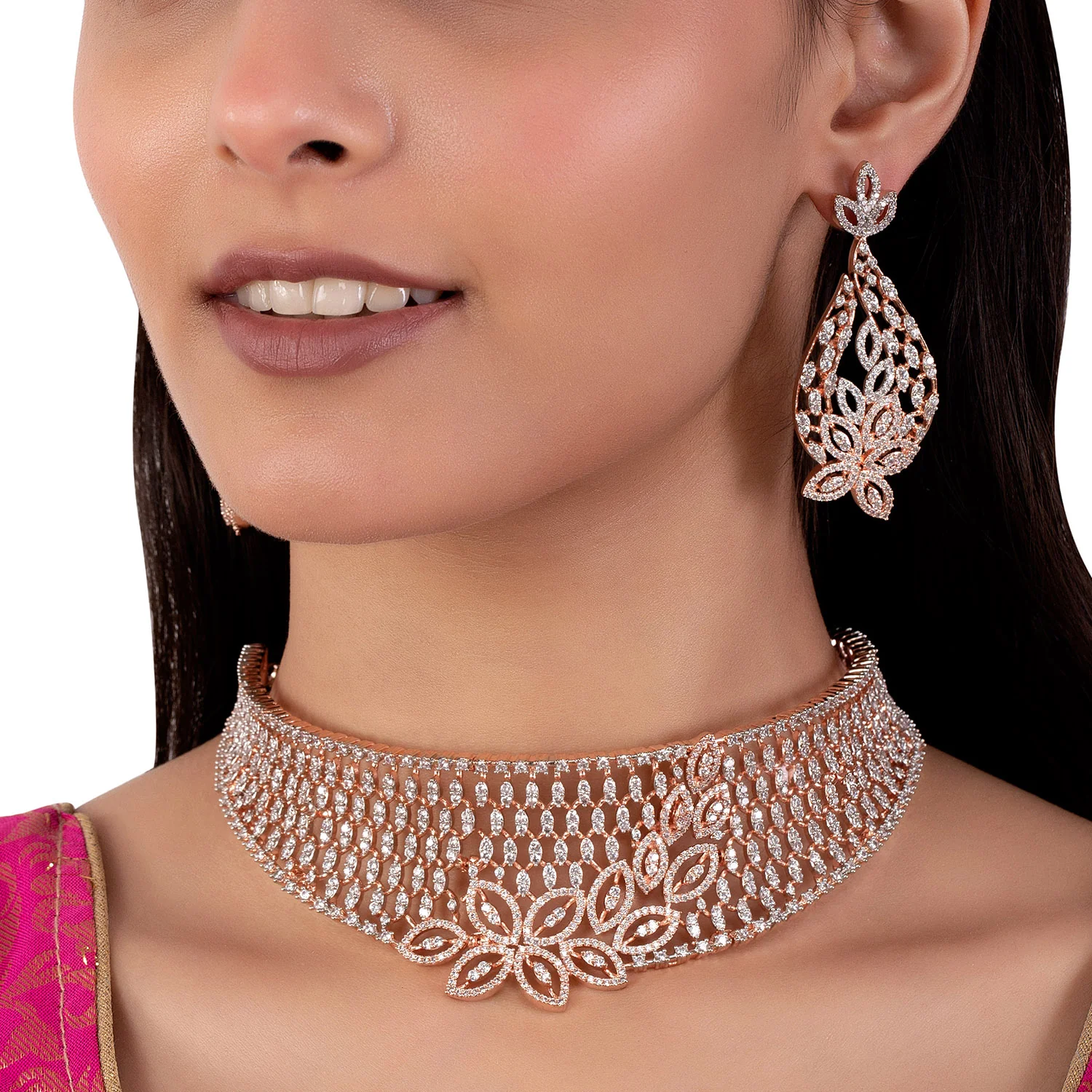 Marquise Cut Zirconia Choker Jewellery Set - Image 2