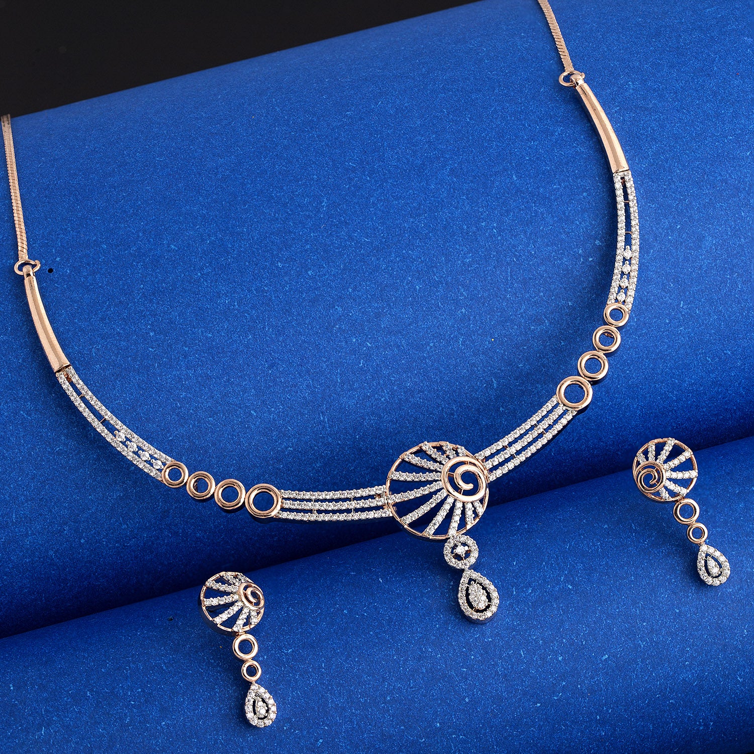 Geometric Pattern CZ Jewellery Set