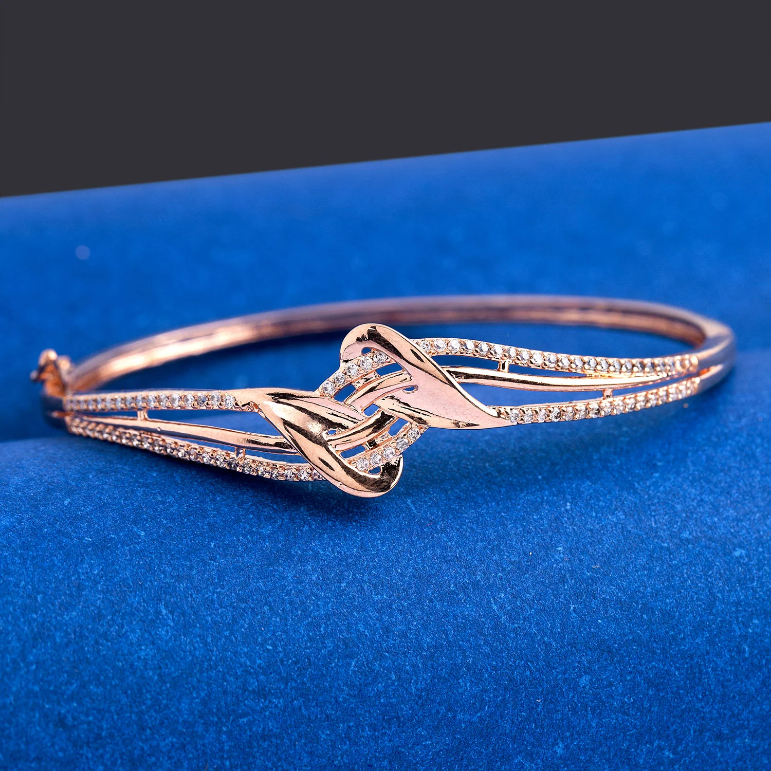 Edgy Interlock Design Zircons Bracelet