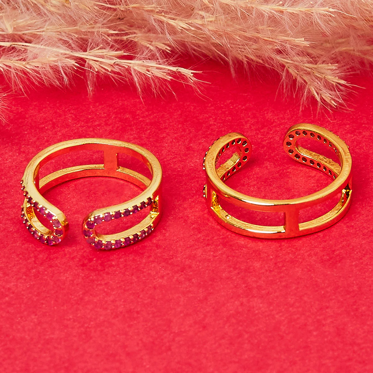 CZ Gold Plated Adjustable Toe Rings