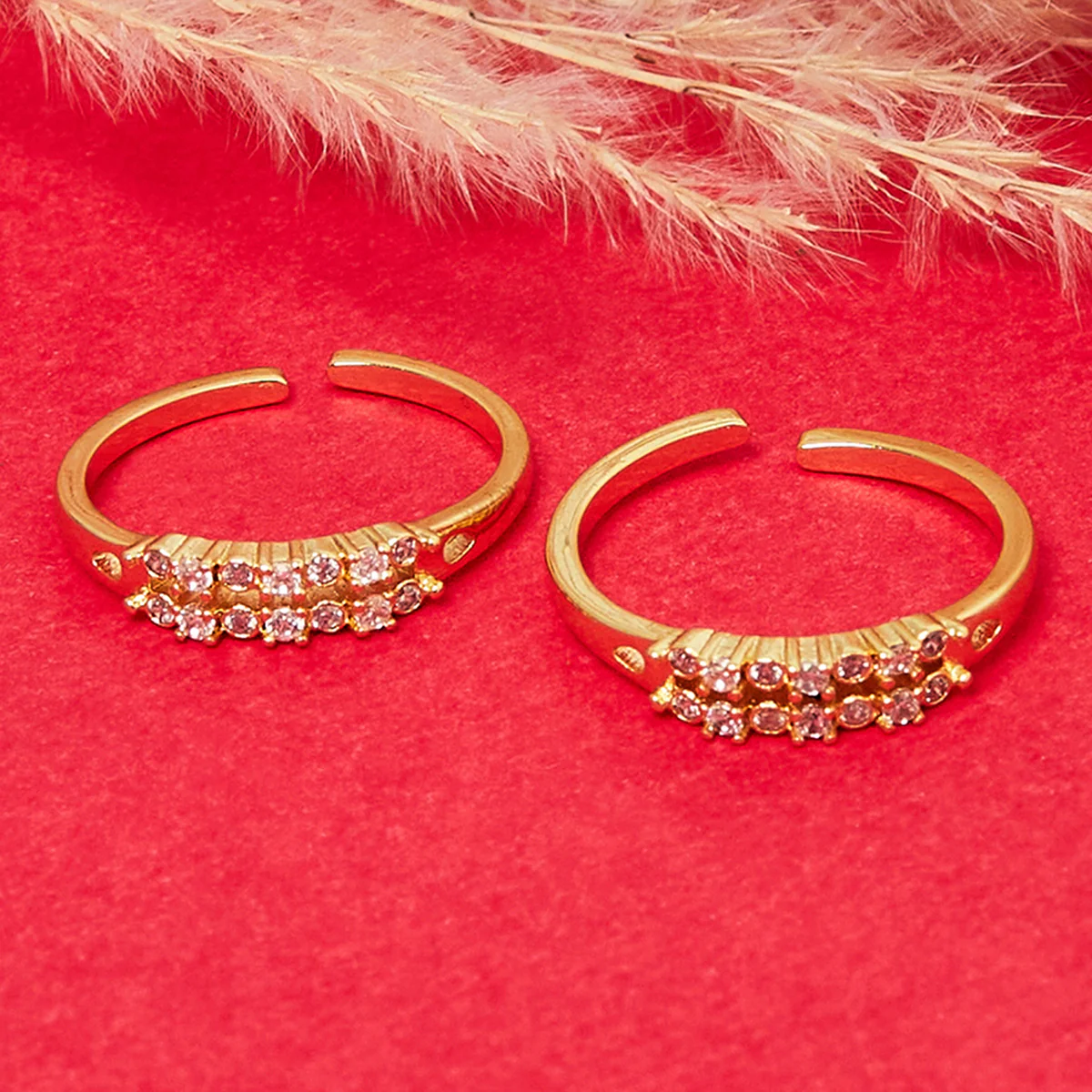 CZ Gold Plated Adjustable Toe Rings