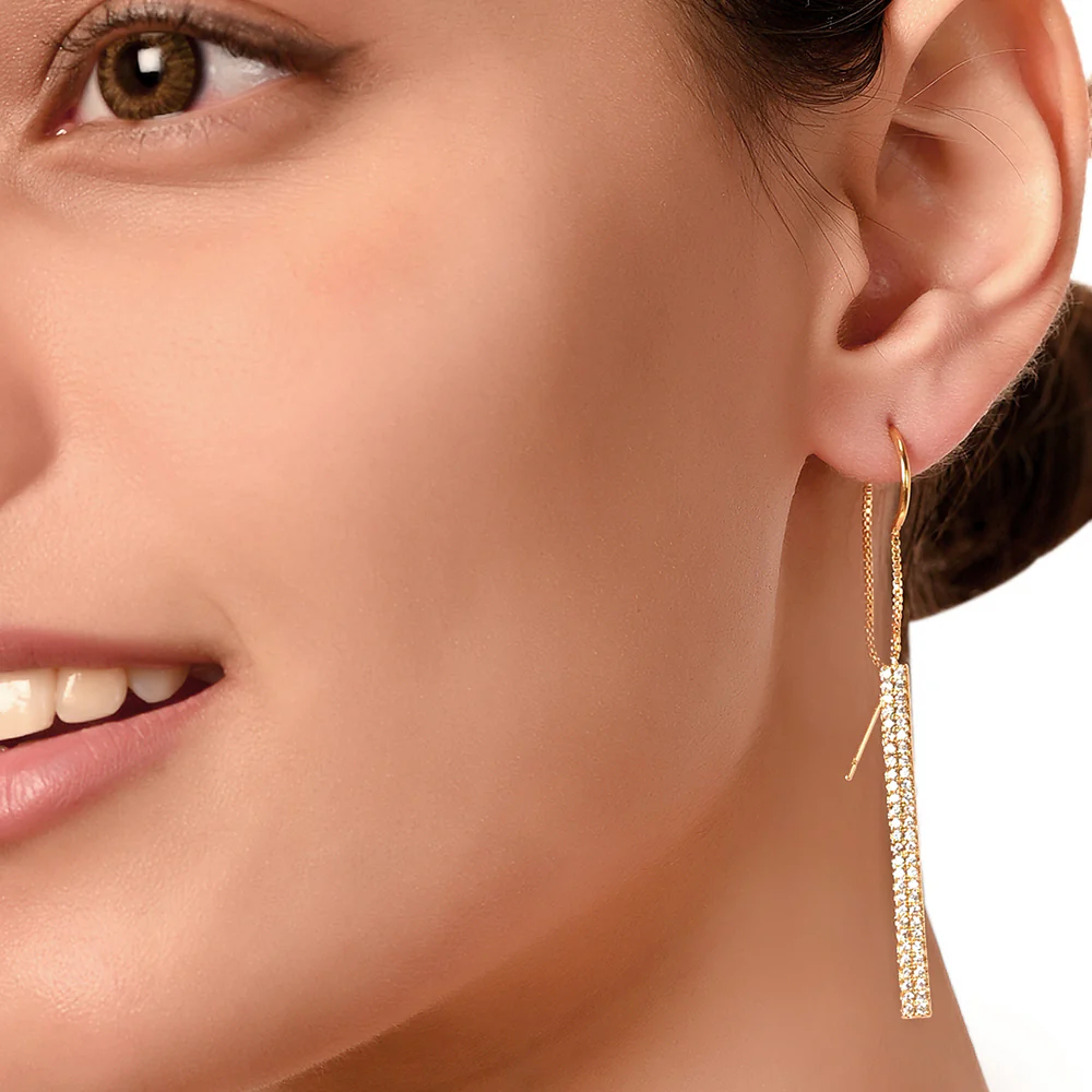 CZ Gold Plated Beautiful Earrings - Image 2