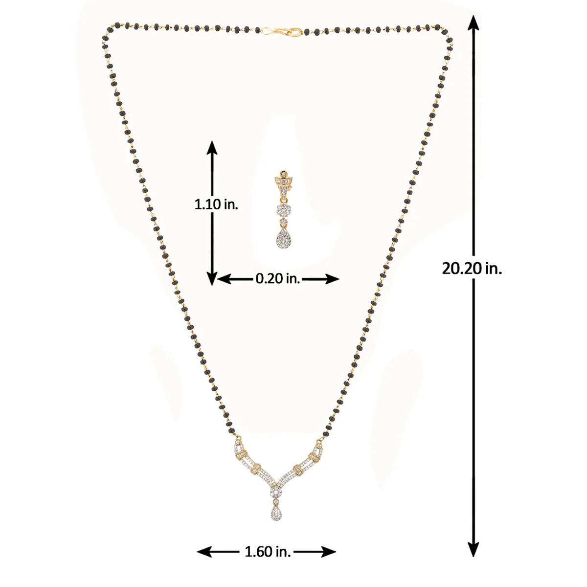 CZ Gold Plated Mangalsutra Set - Image 2