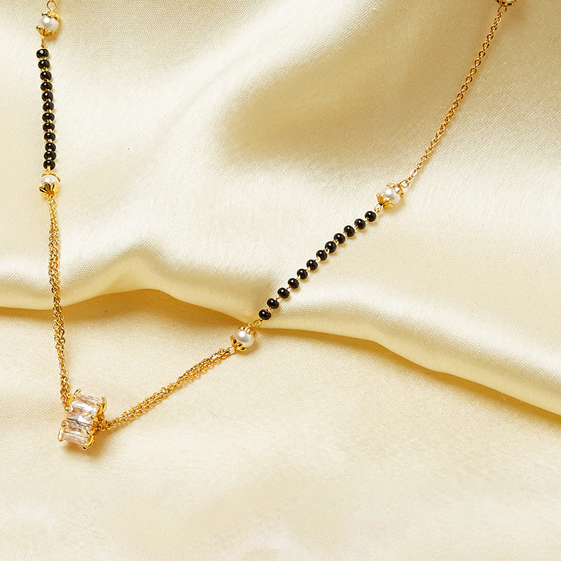 CZ Graced Mangalsutra Set In Yellow Gold Plated