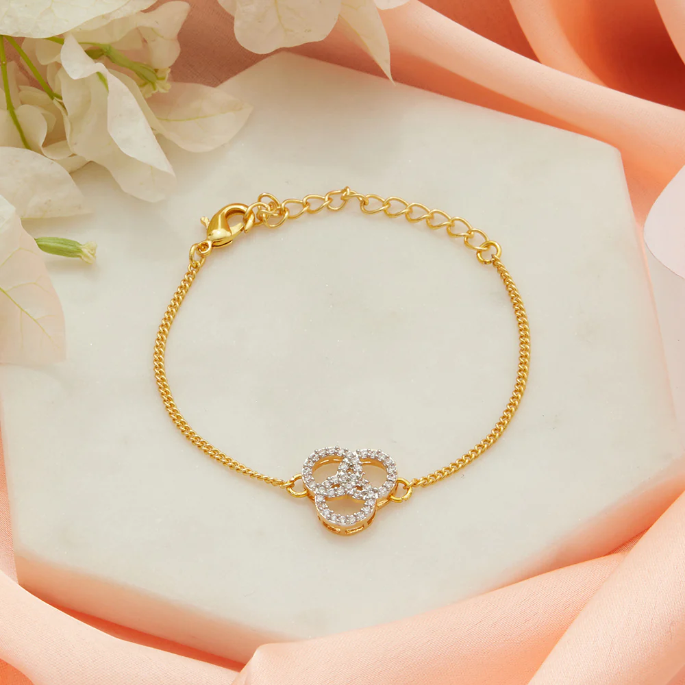 Shimmering Floret CZ Golden Bracelet