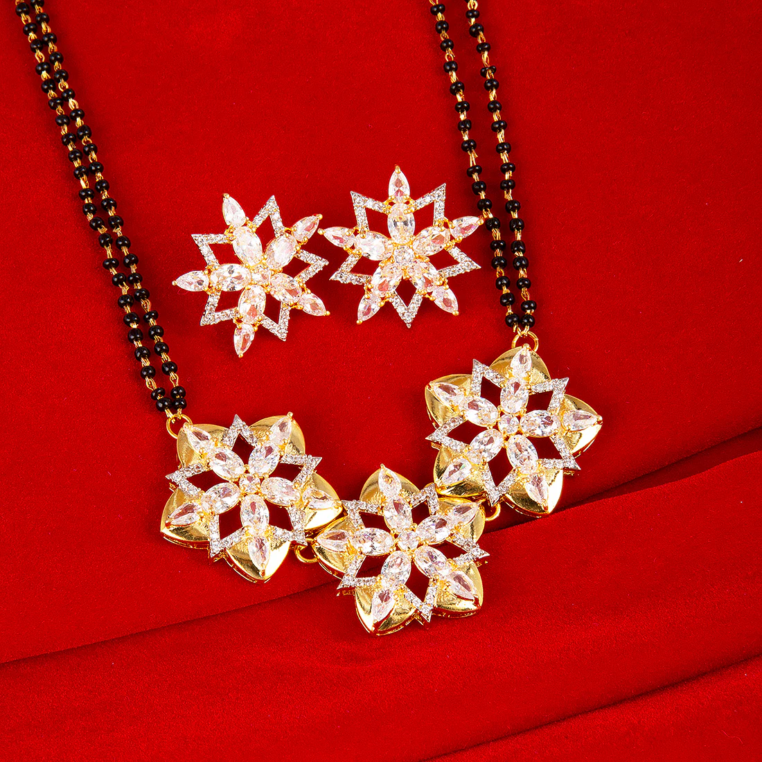 CZ Mangalsutra & Bracelet Round Brass Mangalsutras