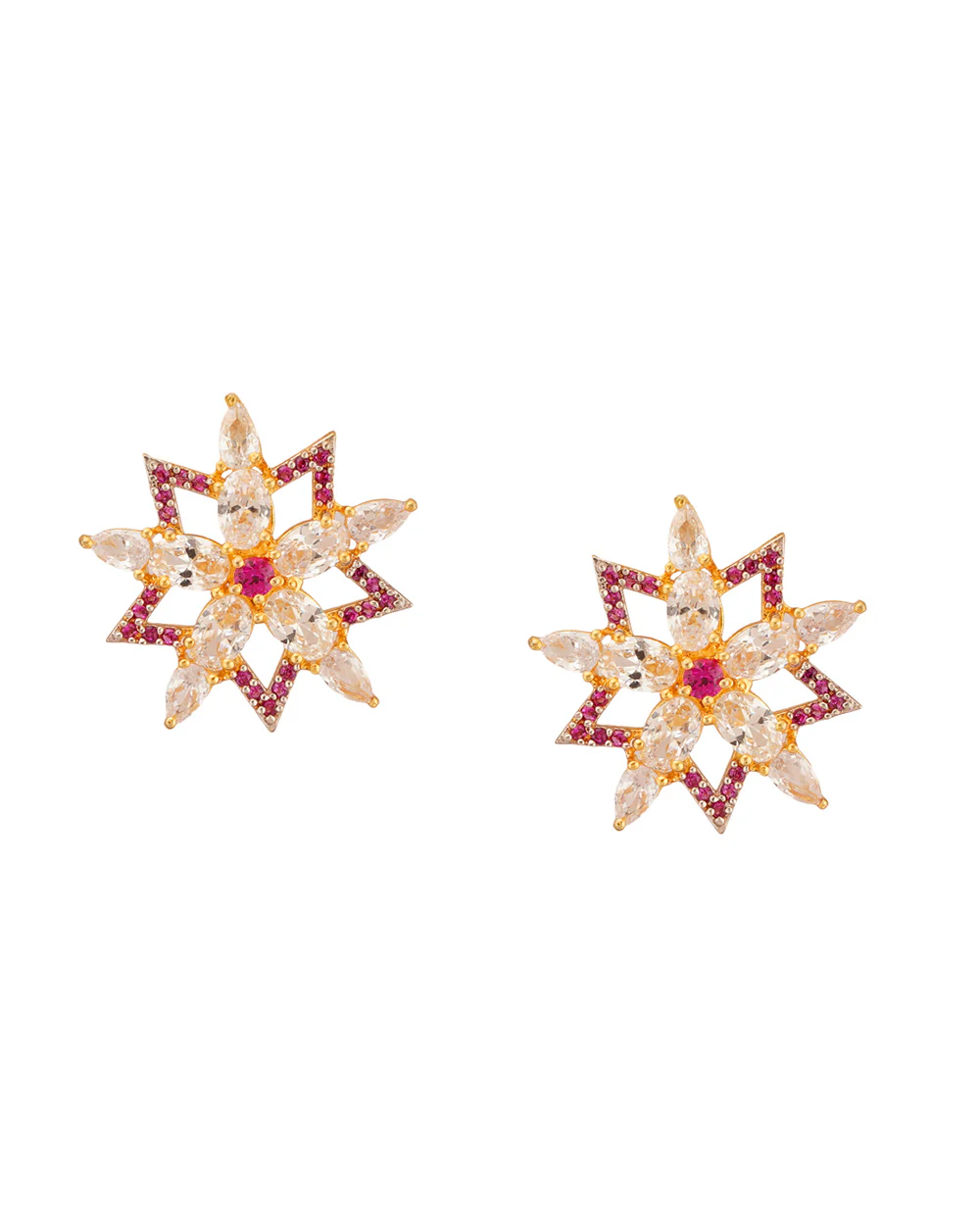 CZ Mangalsutra & Bracelet Three Gold Plated Flowers With Studded with American Diamonds - Image 4