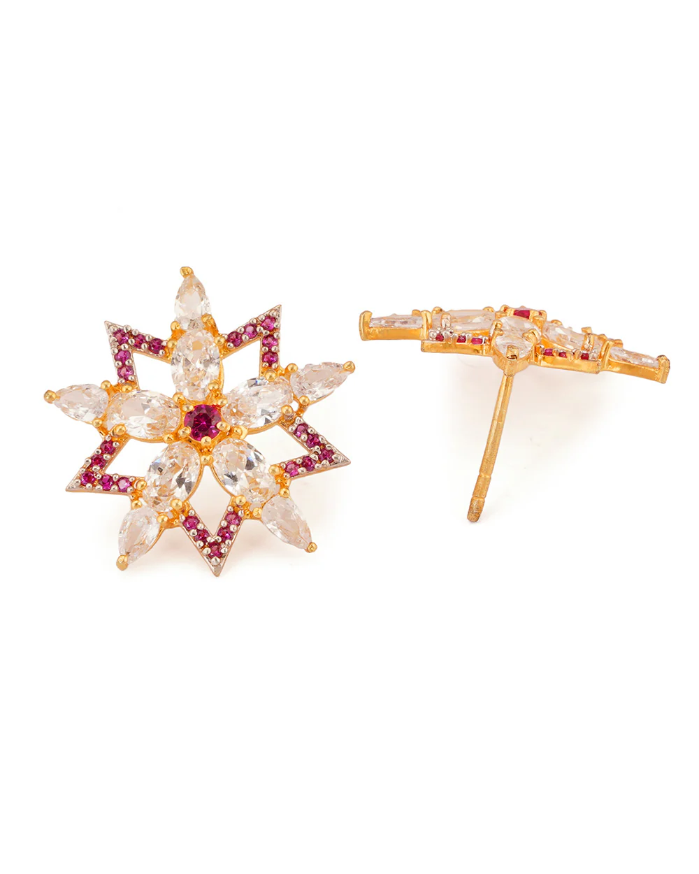 CZ Mangalsutra & Bracelet Three Gold Plated Flowers With Studded with American Diamonds - Image 5
