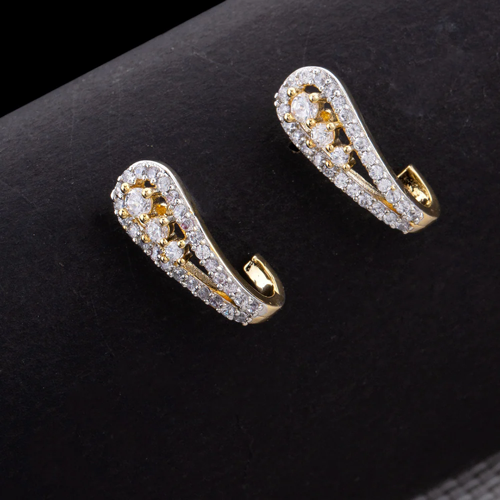 CZ Paisley Motif Stud Earrings