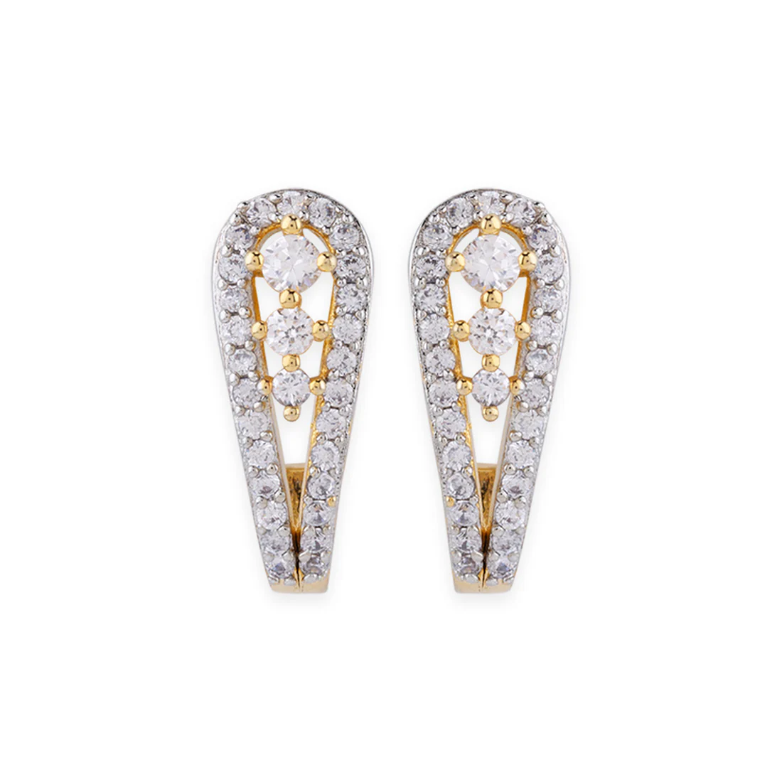 CZ Paisley Motif Stud Earrings - Image 3