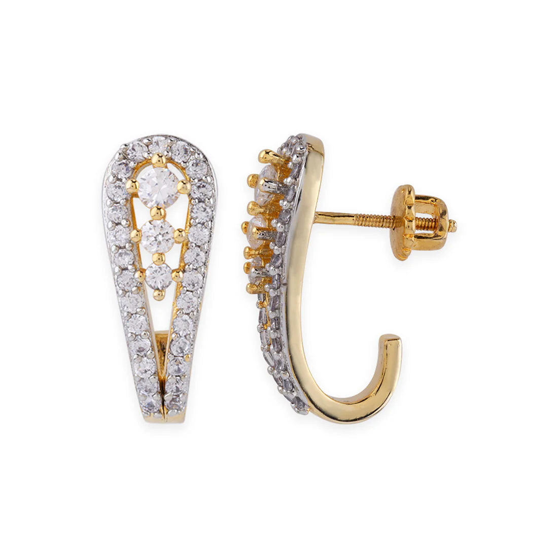 CZ Paisley Motif Stud Earrings - Image 4