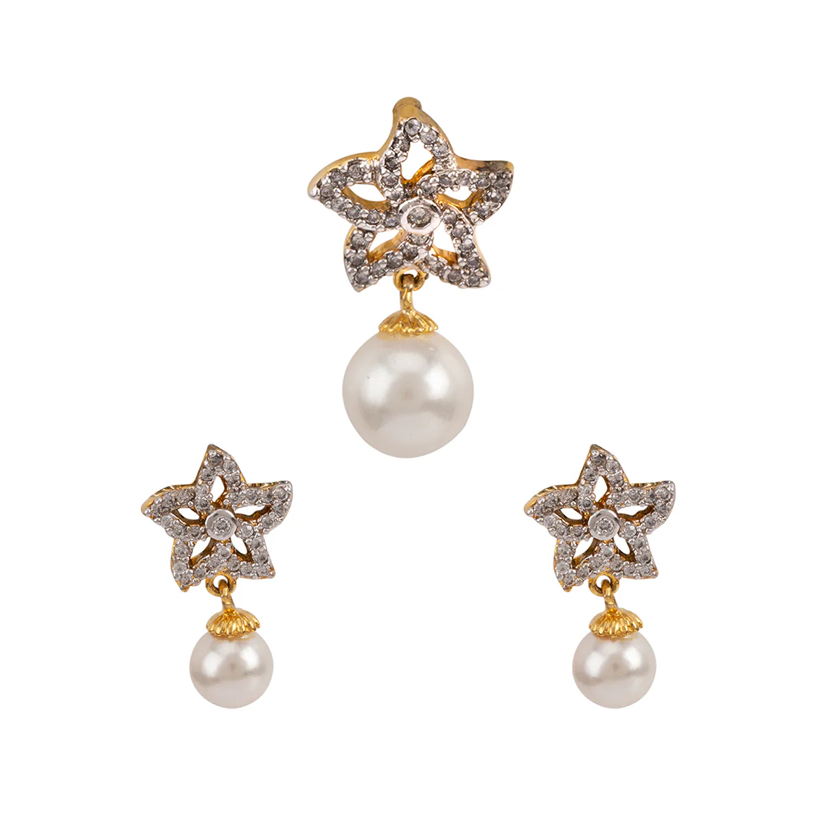 CZ Pearl Pendant Set