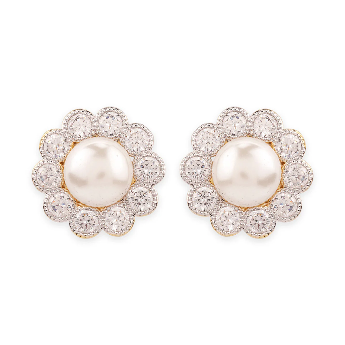 CZ Pearl Stud Earrings - Image 3