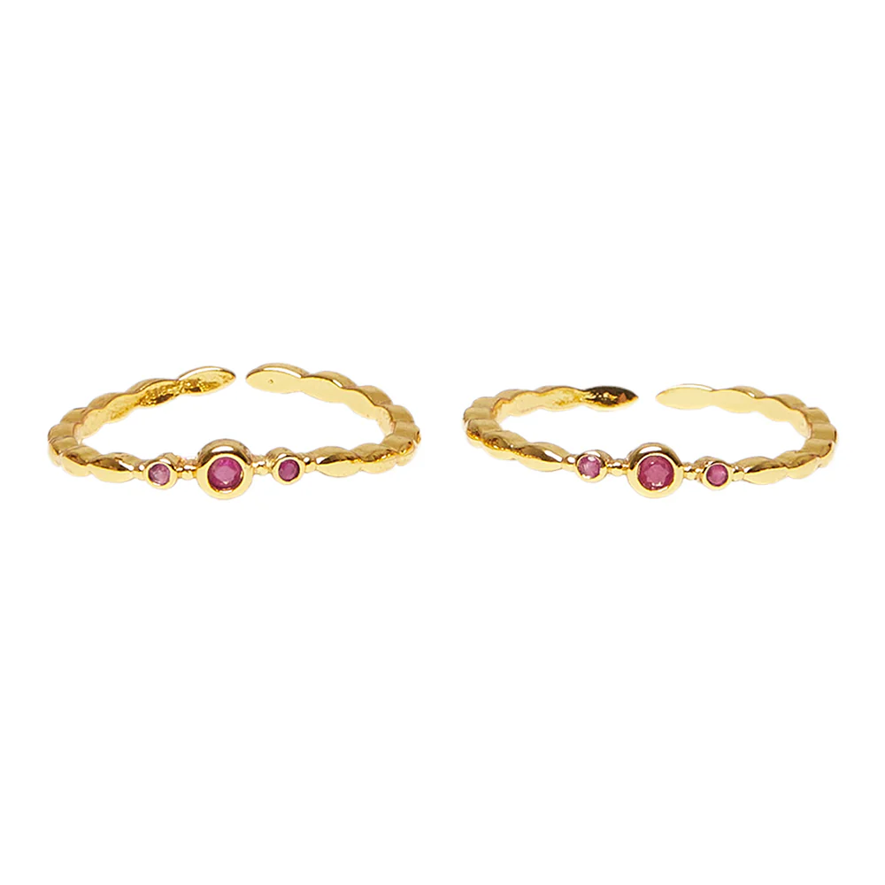CZ Pink Gems Adorned Toe Rings - Image 3