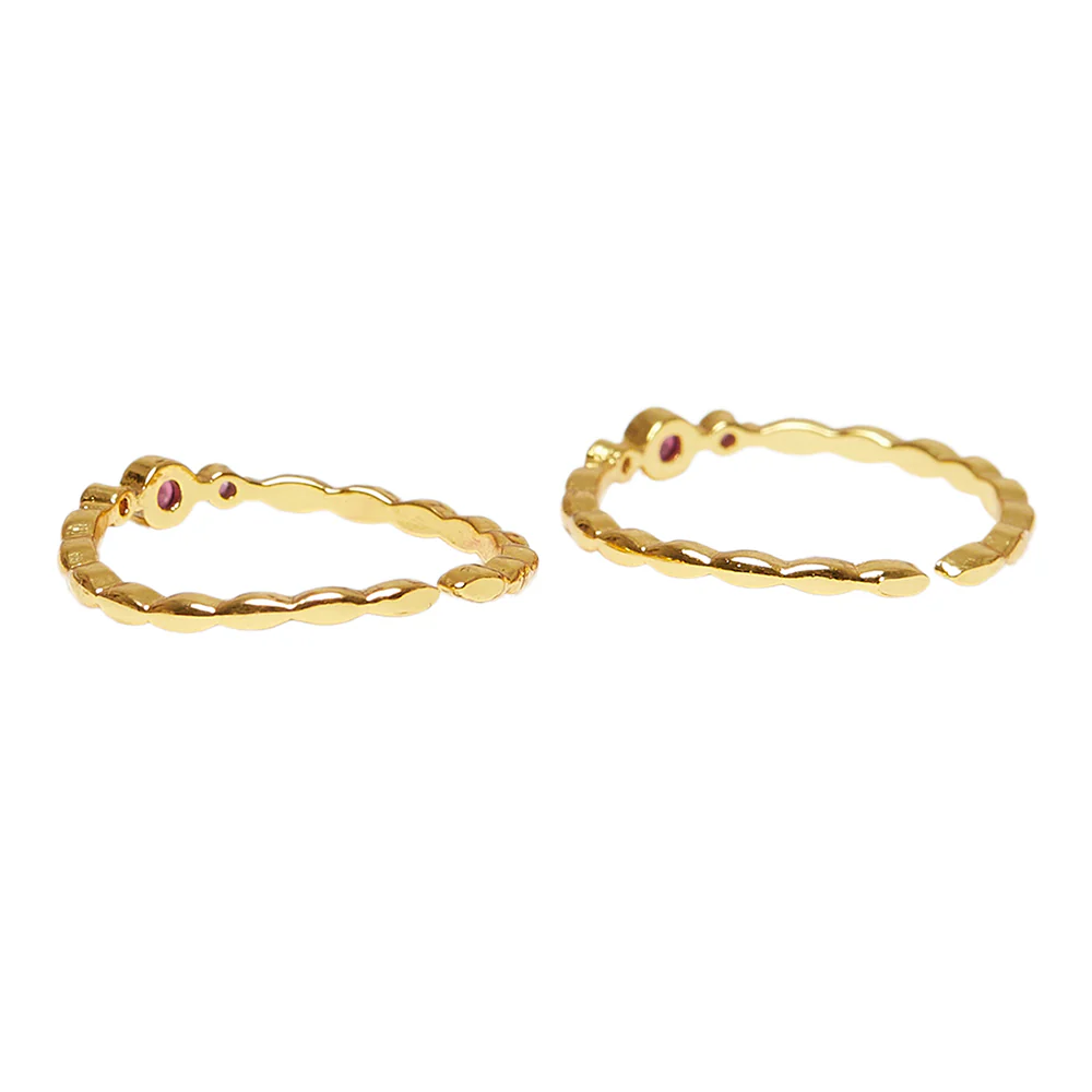 CZ Pink Gems Adorned Toe Rings - Image 4