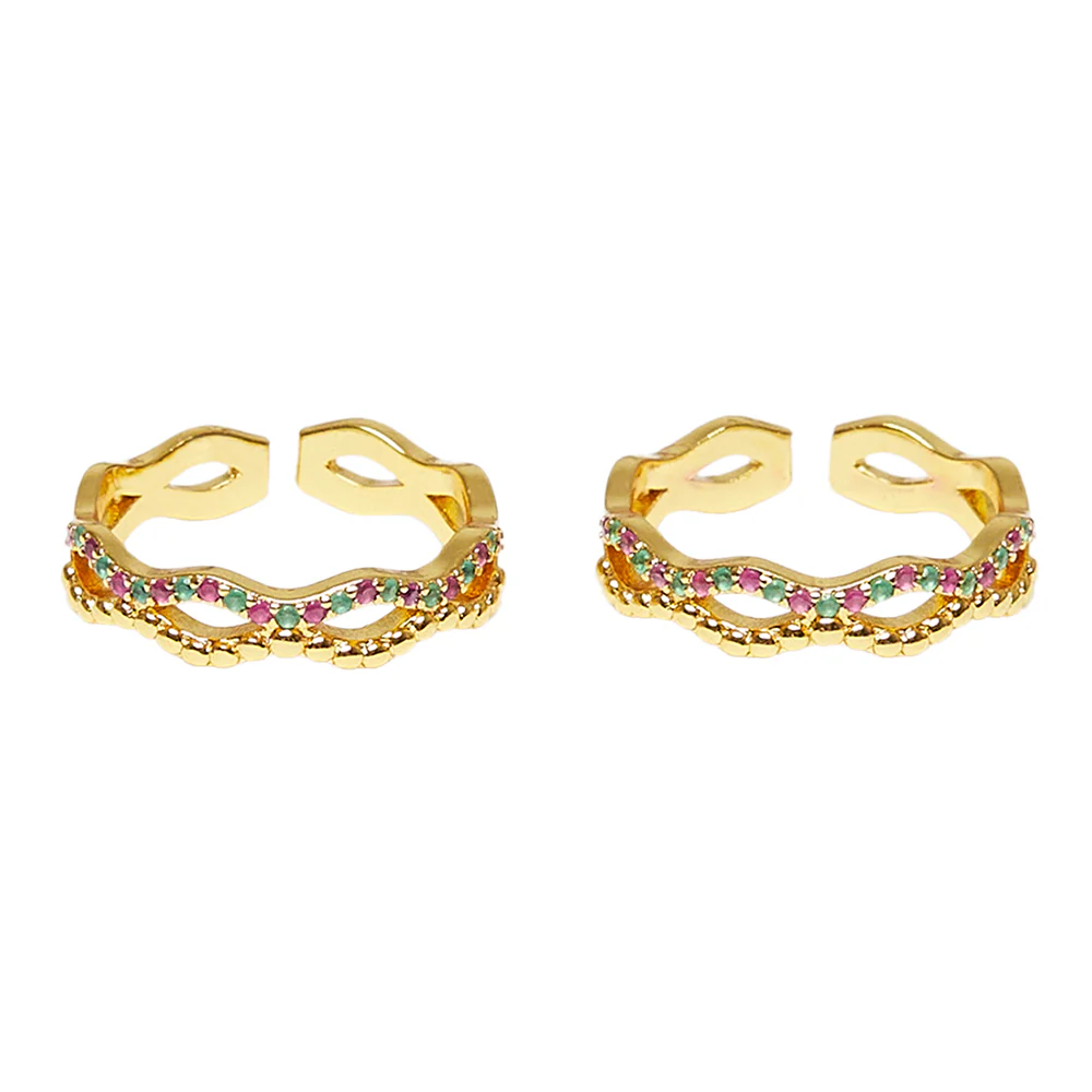CZ Regal Gold Toe Rings - Image 3