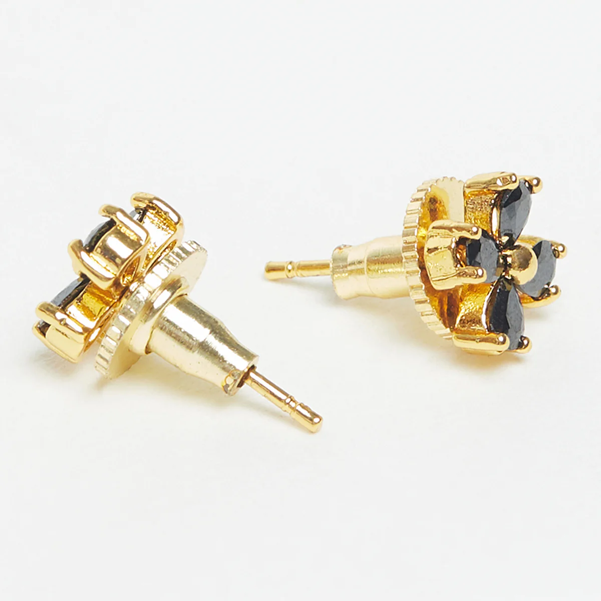 Sparkling CZ Black Stones Stud Earrings - Image 4