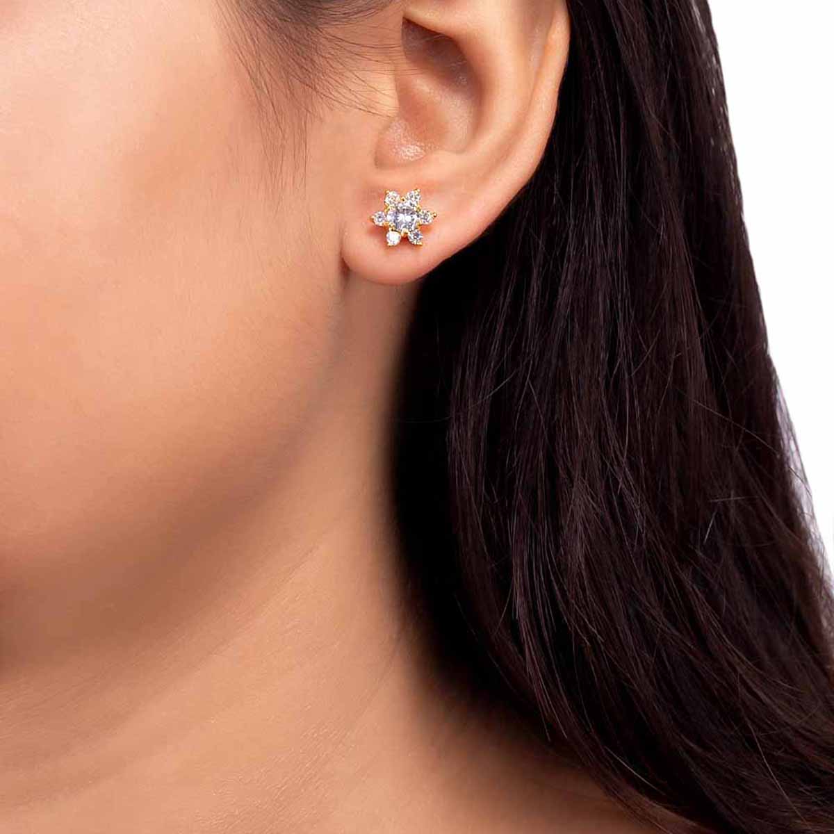 CZ Star Motif Earrings - Image 2