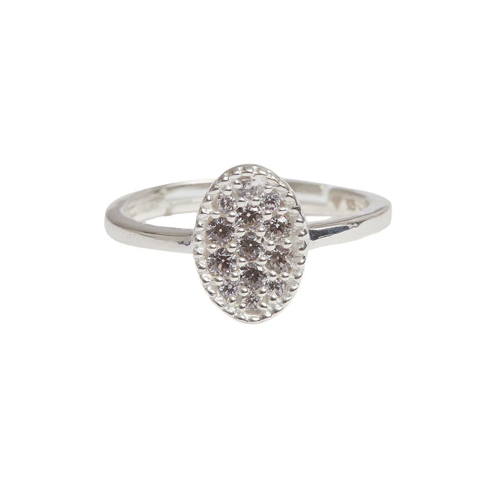 CZ Stone Beaded 925 Sterling Silver Adjustable Ring - Image 3
