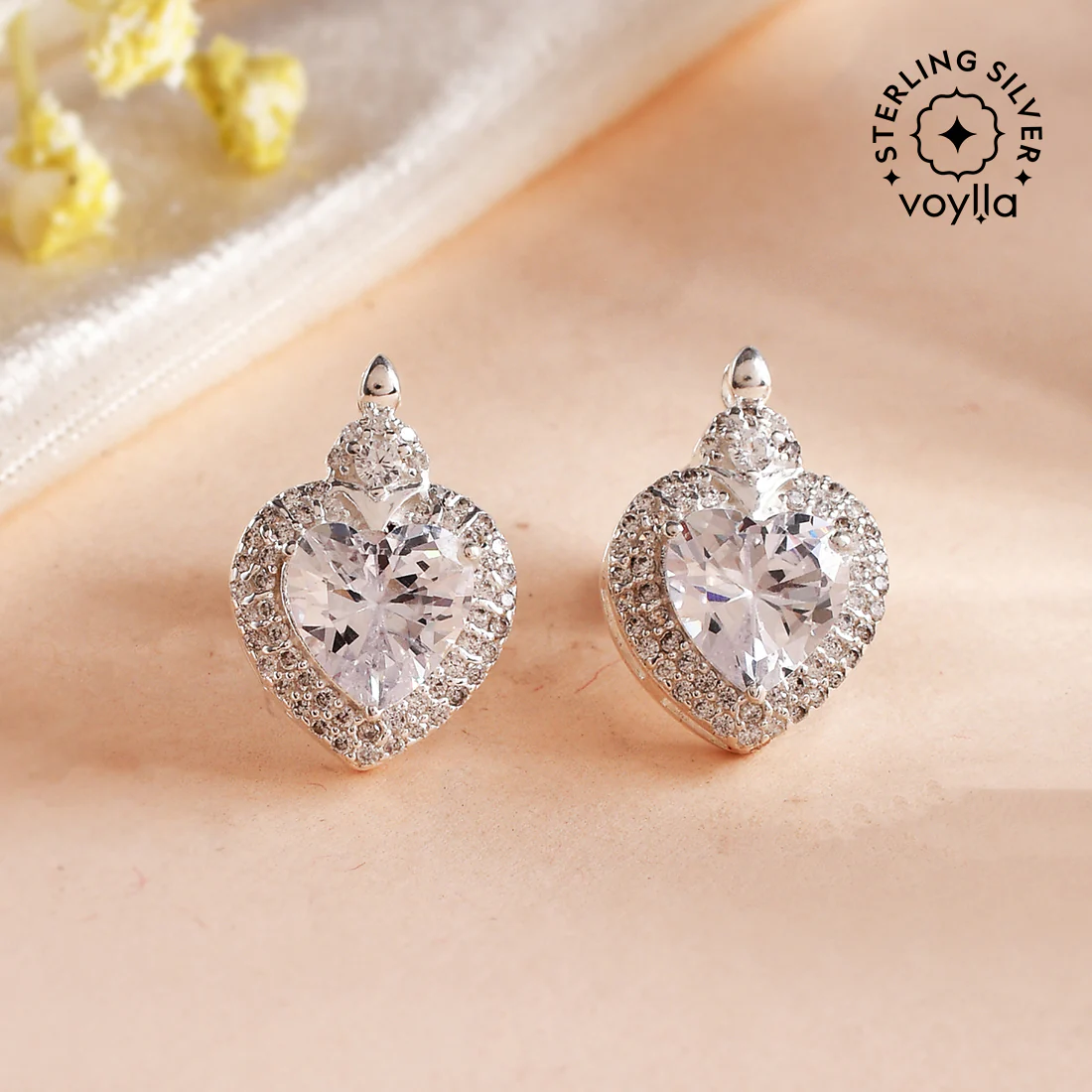 CZ Studded 925 Sterling Silver Earrings