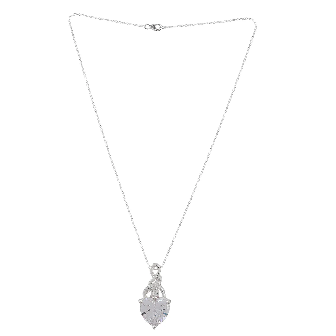 CZ Studded Pendant 925 Sterling Silver Set - Image 4