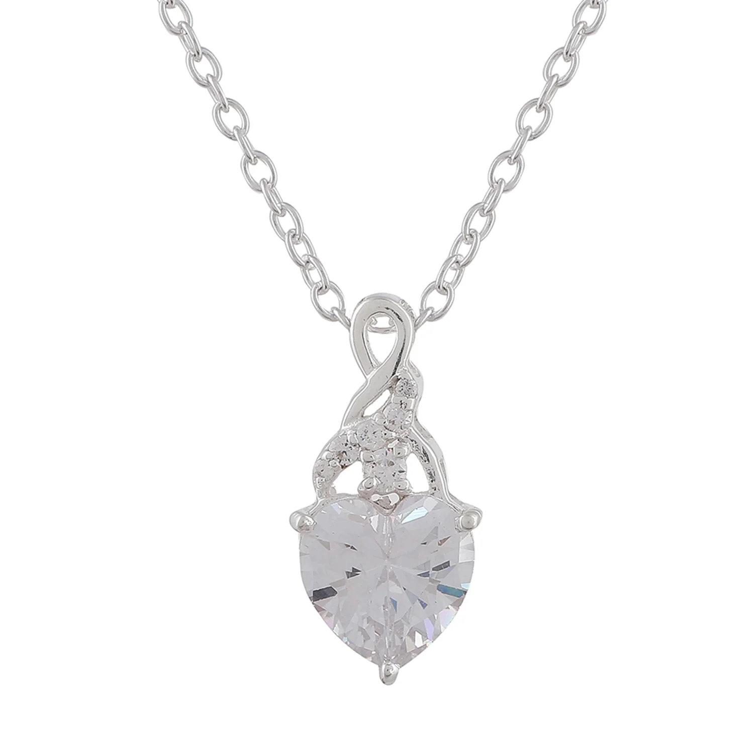 CZ Studded Pendant 925 Sterling Silver Set - Image 5