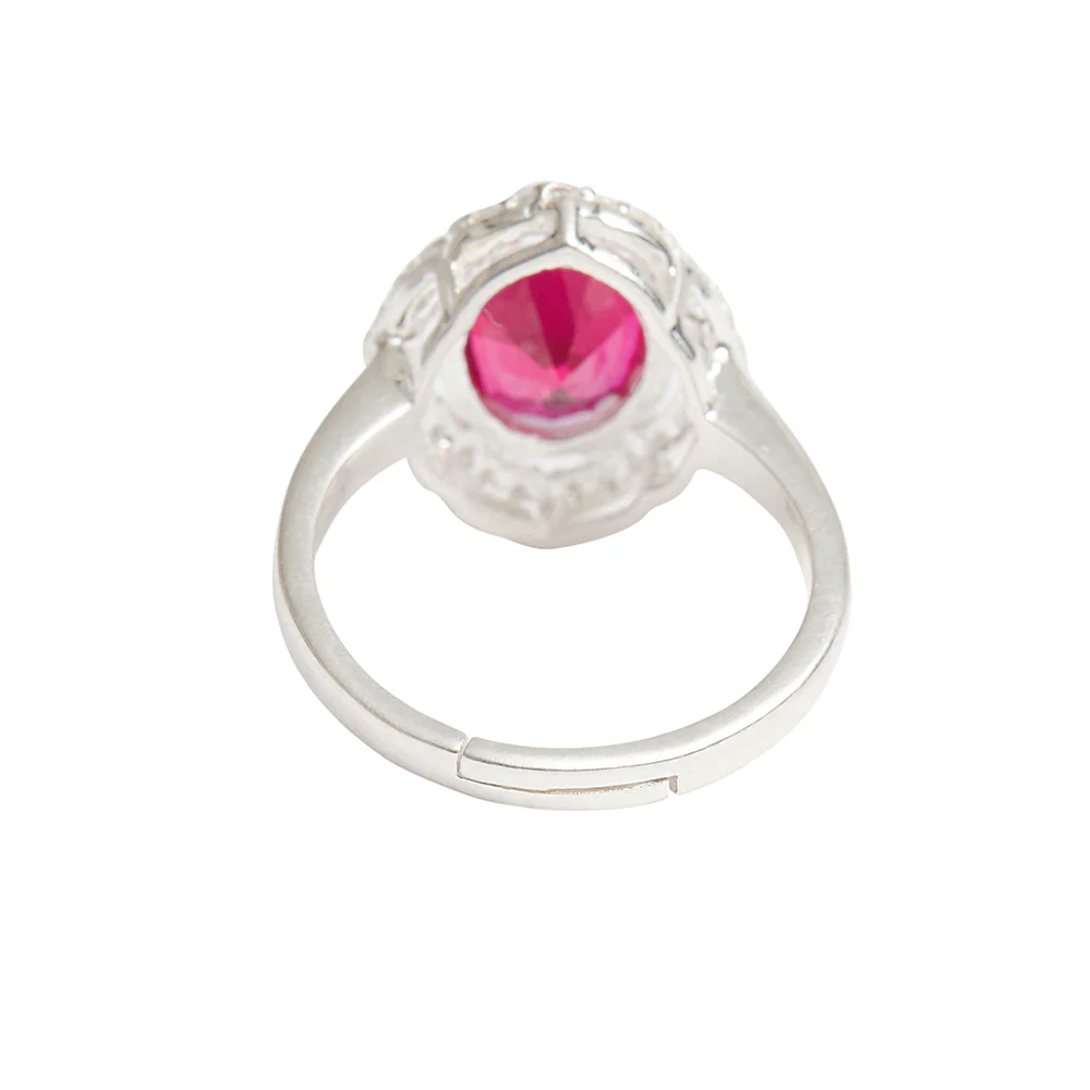 CZ Studded Ruby Gemstone in a 925 Sterling Silver Adjustable Ring - Image 6