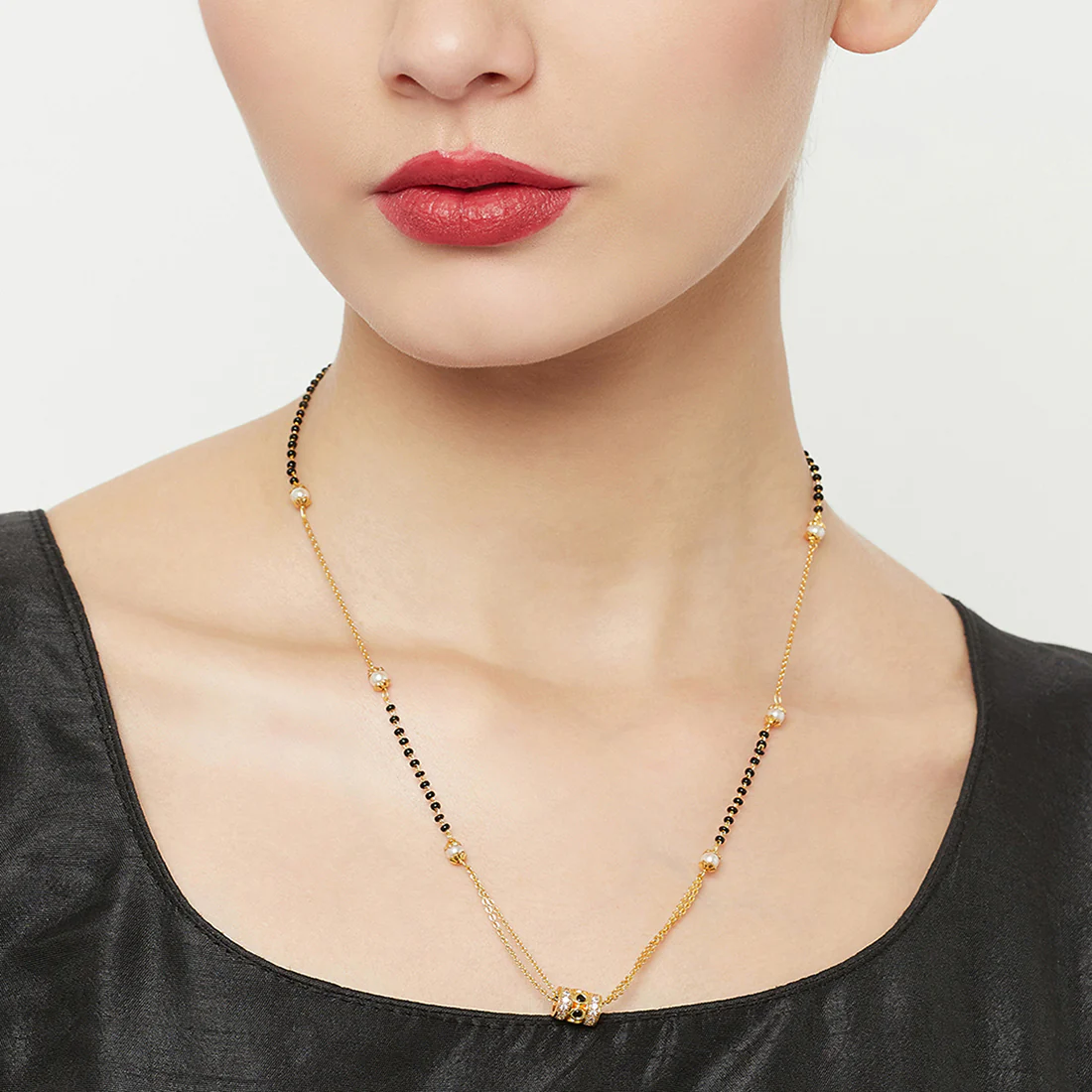 CZ Studded Stylish Mangalsutra Set - Image 2