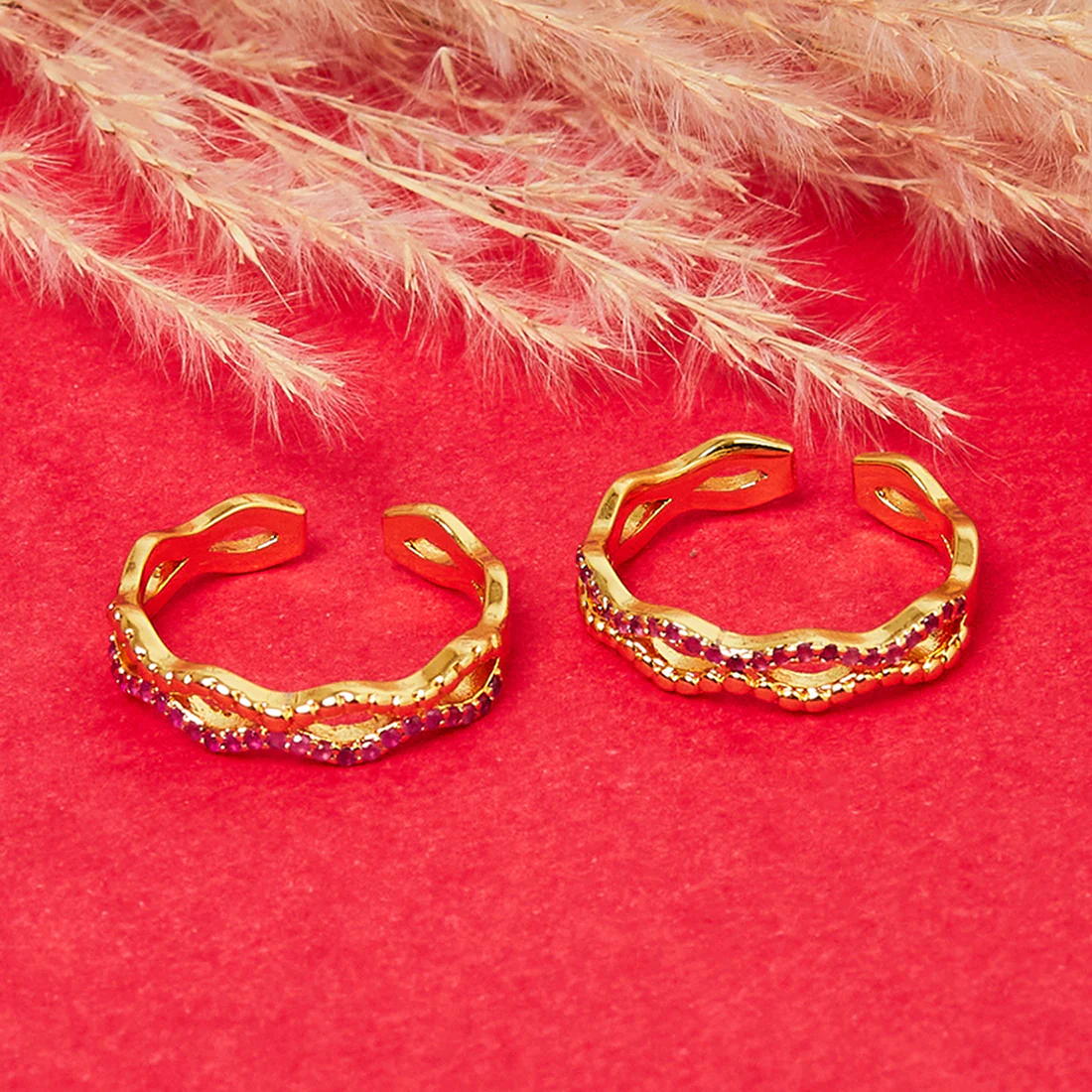 CZ Stylish Pink Toe Rings