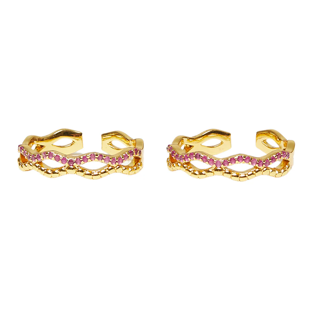 CZ Stylish Pink Toe Rings - Image 3
