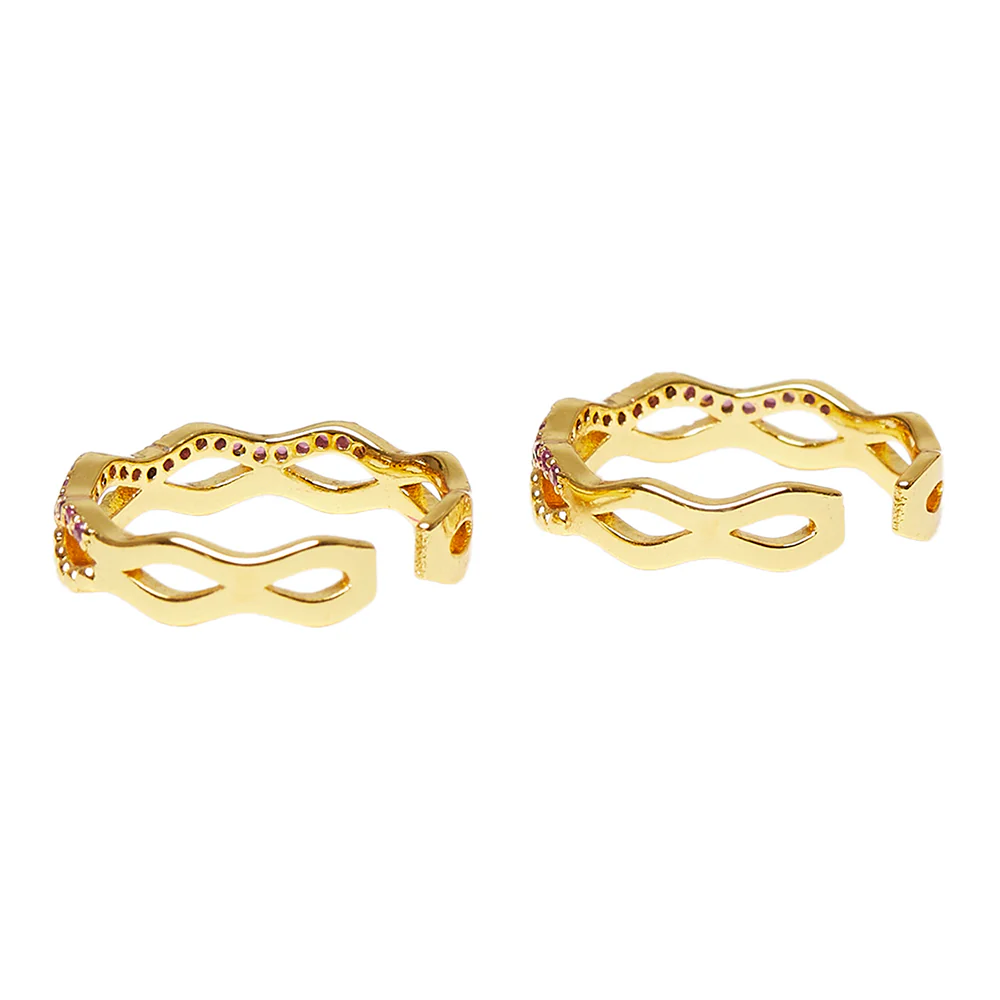 CZ Stylish Pink Toe Rings - Image 4