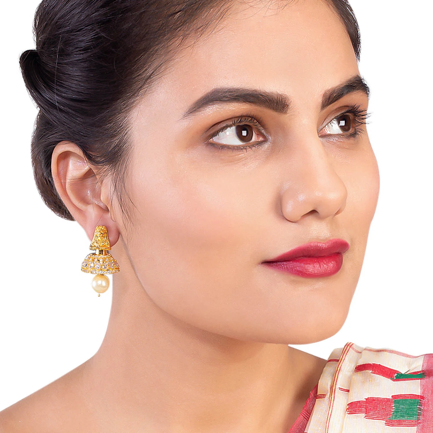 CZ Temple Style Earrings - Image 2