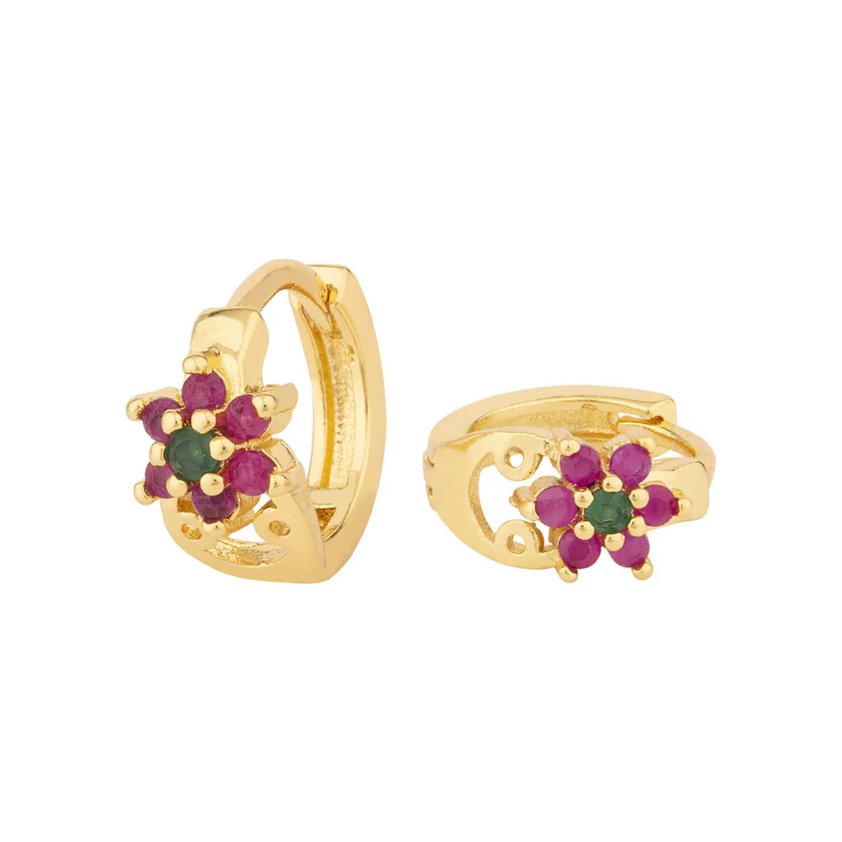 CZ Tiny Flowers Earrings - Image 3