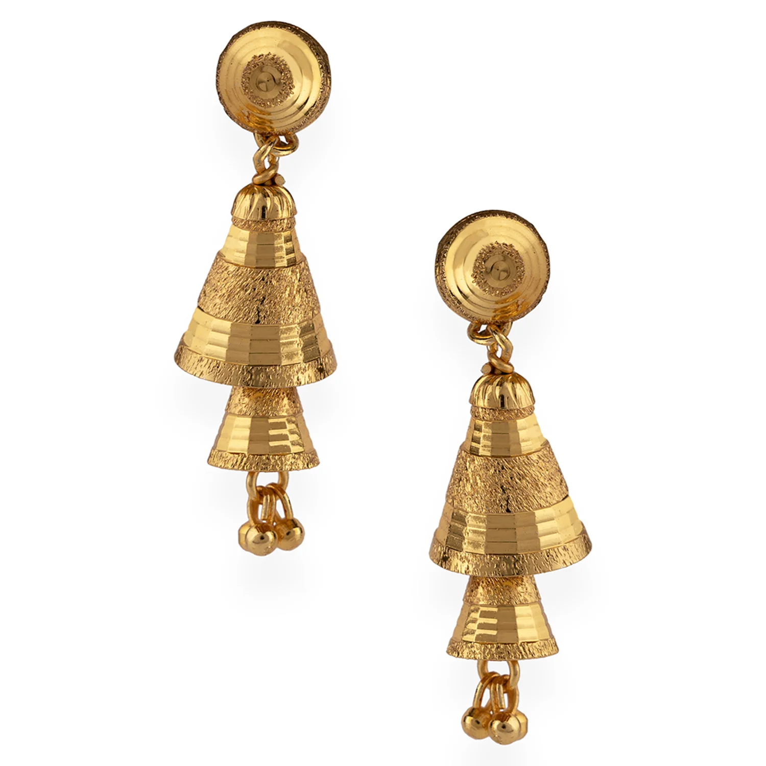 CZ Yellow Gold Plated Earrings - Image 2