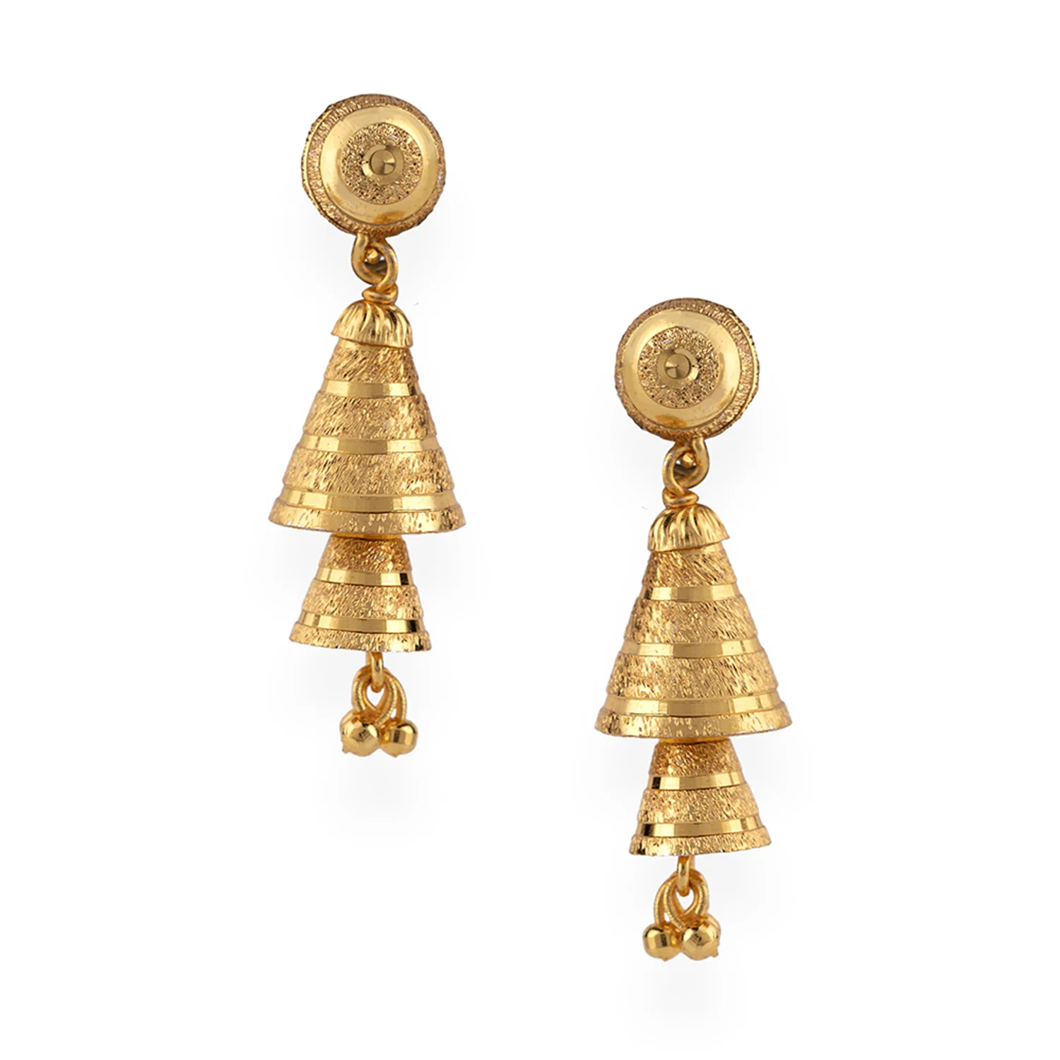 CZ Yellow Gold Traditional Earrings - Image 3