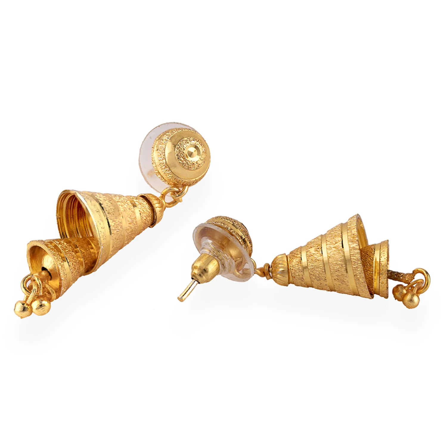 CZ Yellow Gold Traditional Earrings - Image 4