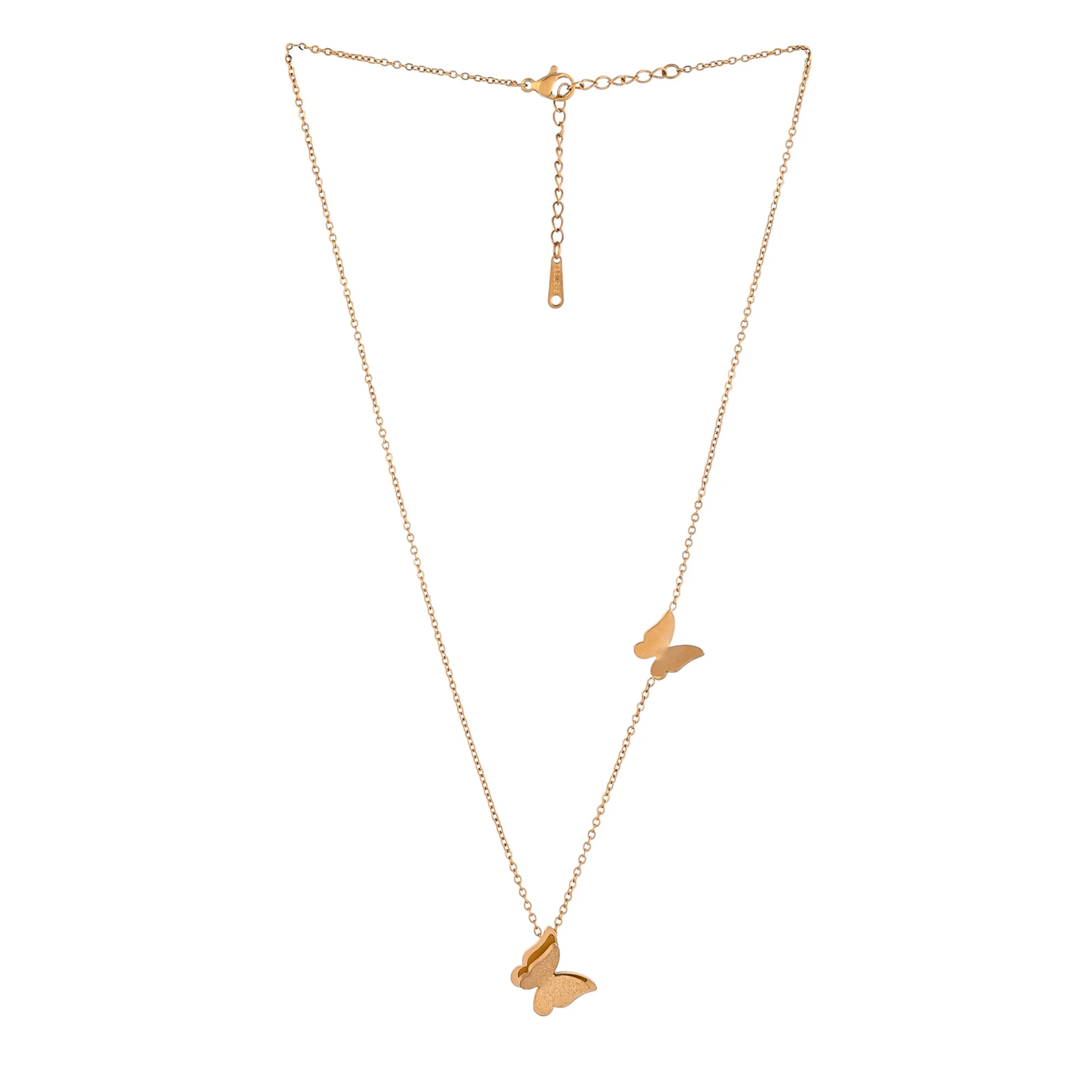 Dainty 2 Fluttering Butterfly Gold Plated Charm Necklace - Image 3