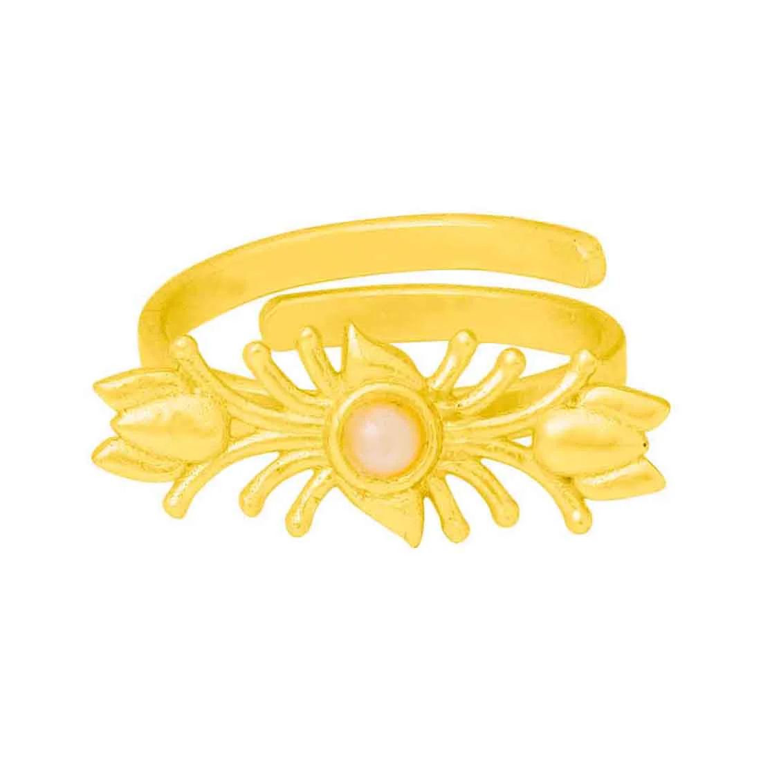Dainty Floral Gold Plated Finger Ring - Image 4