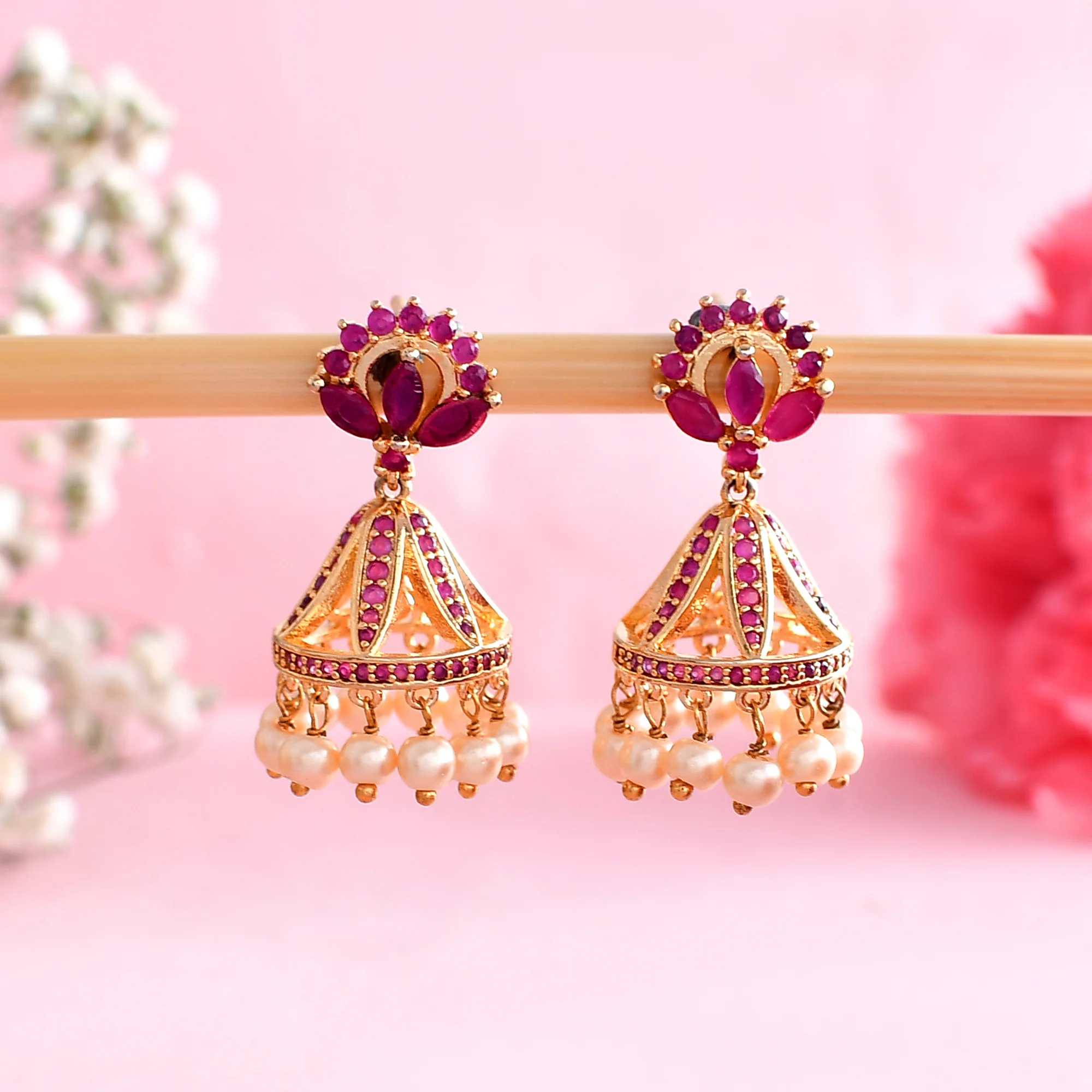 Dainty Gold Plated Jhumki Earrings