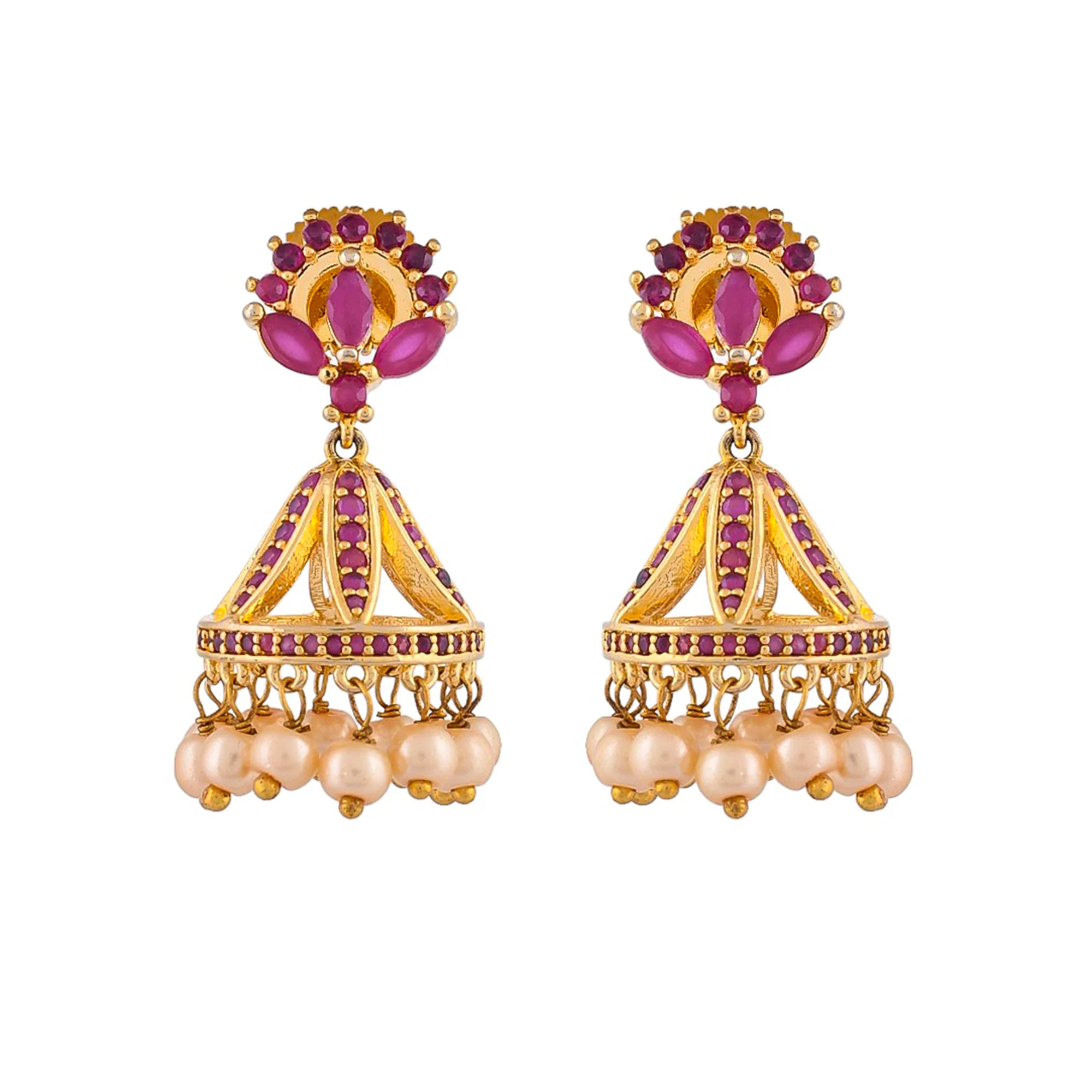 Dainty Gold Plated Jhumki Earrings - Image 4