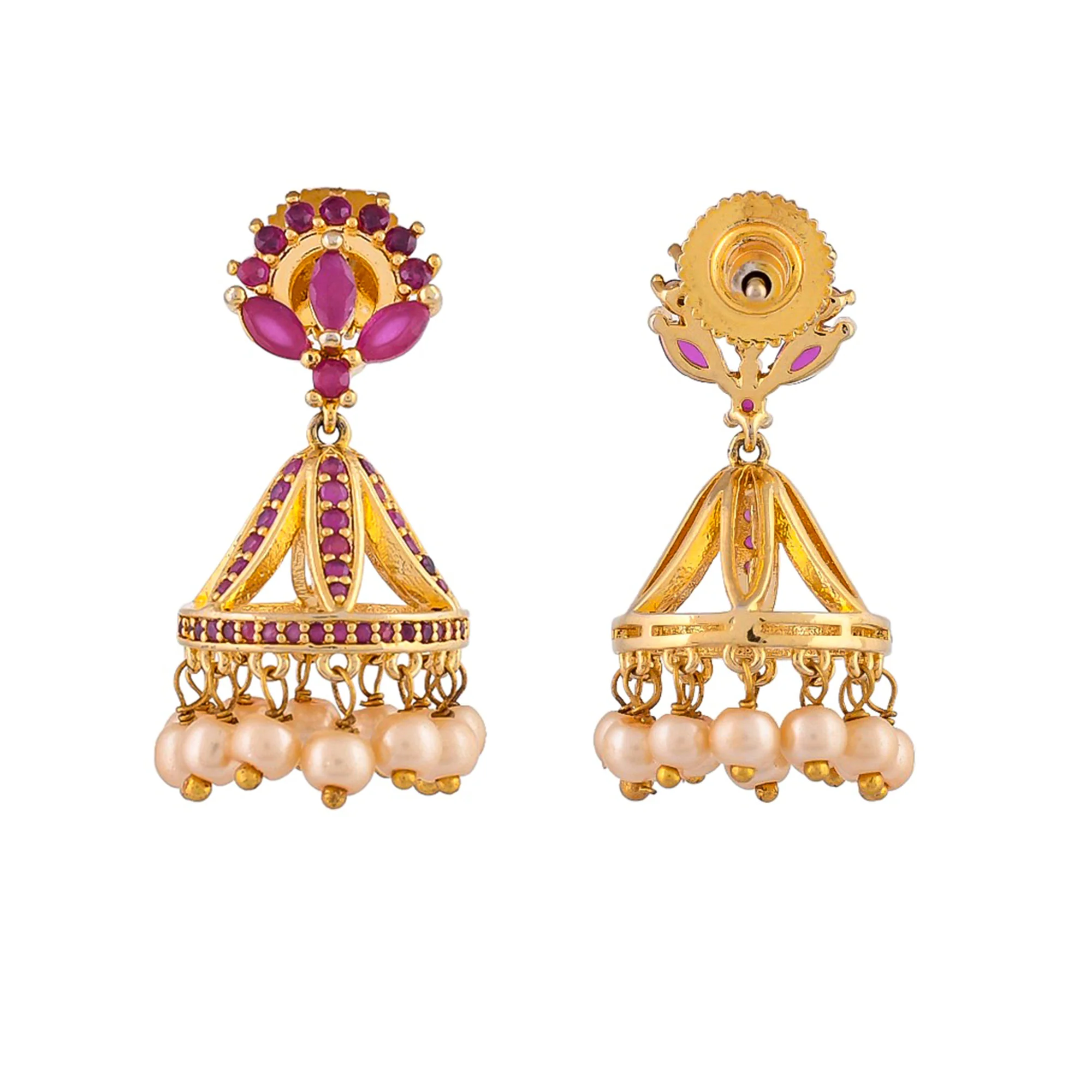 Dainty Gold Plated Jhumki Earrings - Image 5