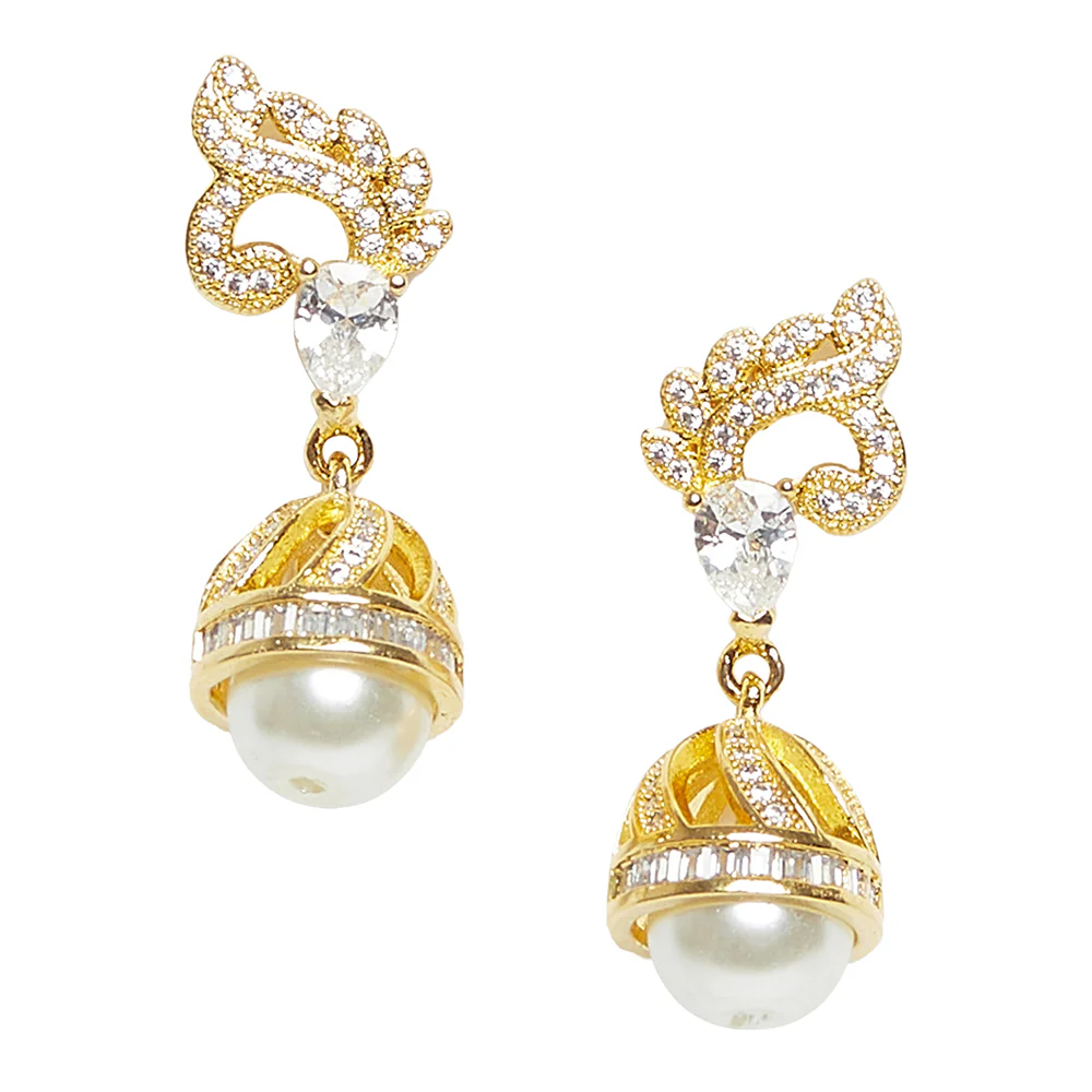 Dainty Gold Plated Jhumki Earrings - Image 3
