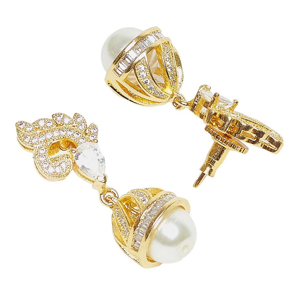 Dainty Gold Plated Jhumki Earrings - Image 4