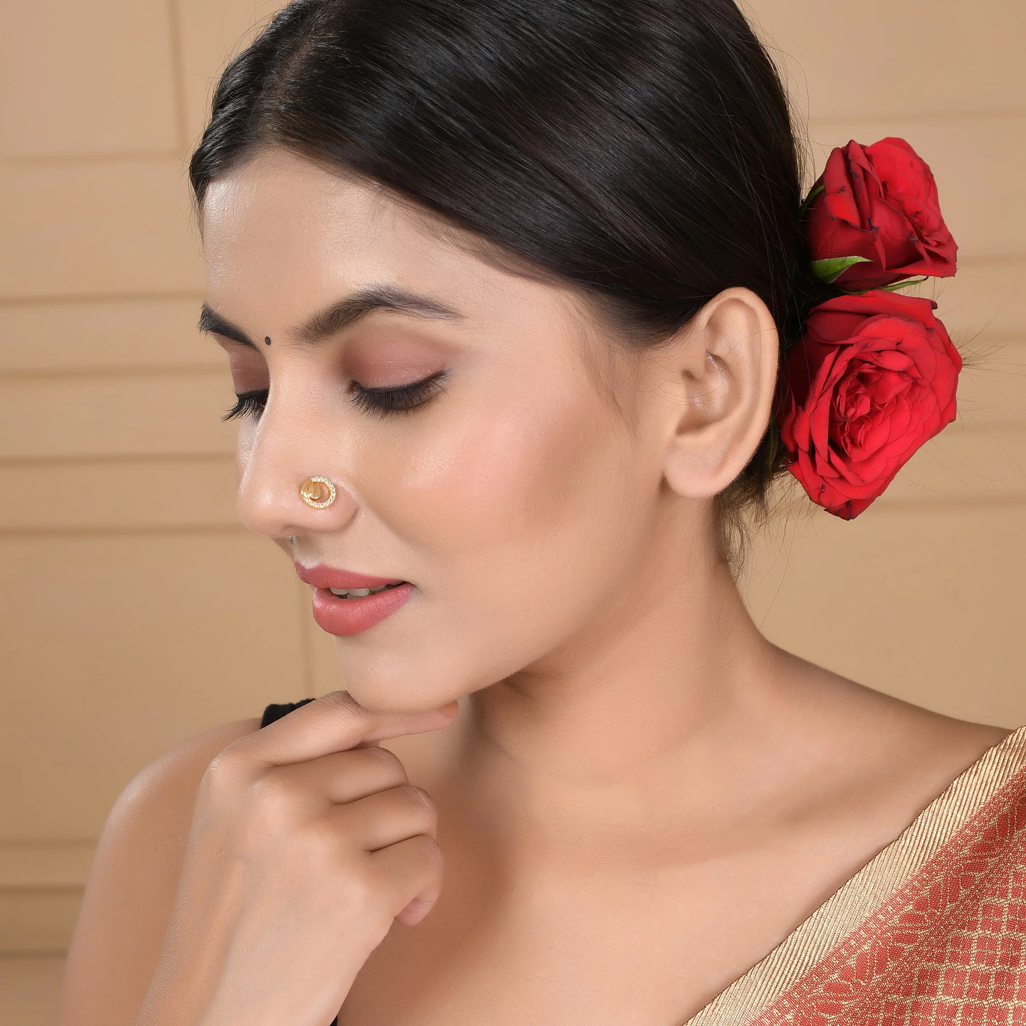Dainty Gold Plated Nose Pin - Image 2