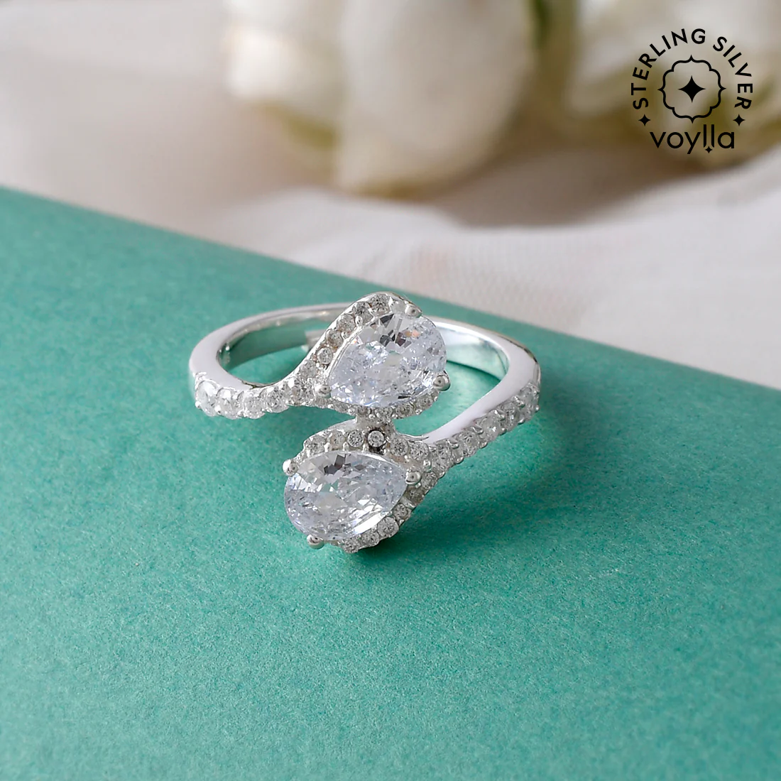 Dainty Pear Shaped Solitaires 925 Sterling Silver Ring